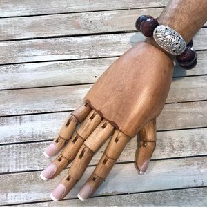 RETIRED Silpada “Bring the Heat” Stretch Red Tiger Eye Bracelet #B2900